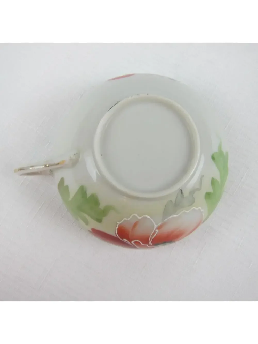 Antique Te-Oh Nippon Porcelain Tea Cup & Saucer Set Poppy Flower RARE